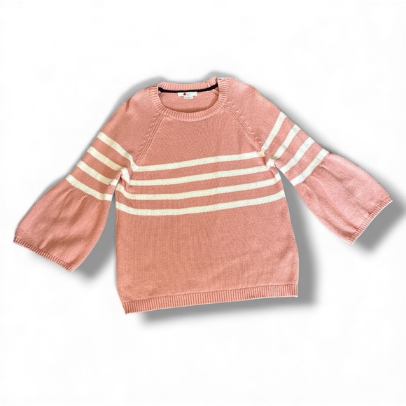 Boden Arianna Jumper blush pink and white striped bell sleeve sweater - Picture 9 of 9